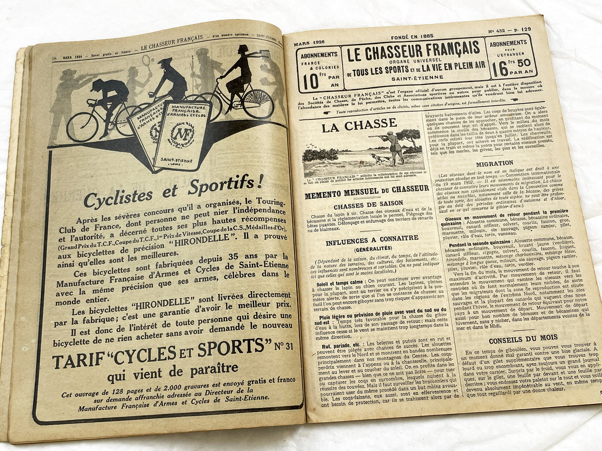 1920s – French Magazine - Le Chasseur Français - French vintage illustrated lifestyle & advertising publication