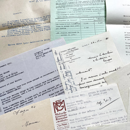 1940s - Vintage Ephemera Lot – French Letters, Invoices & Legal Documents from Notary Archive