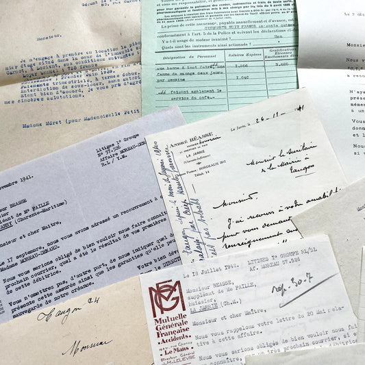 1940s - Vintage Ephemera Lot – French Letters, Invoices & Legal Documents from Notary Archive