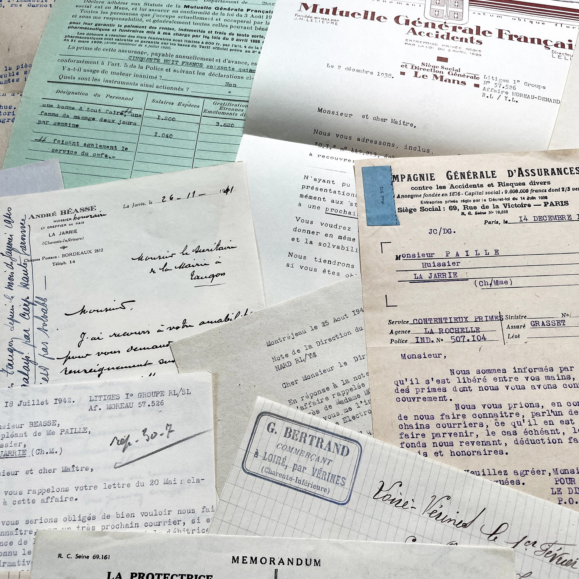 1940s - Vintage Ephemera Lot – French Letters, Invoices & Legal Documents from Notary Archive