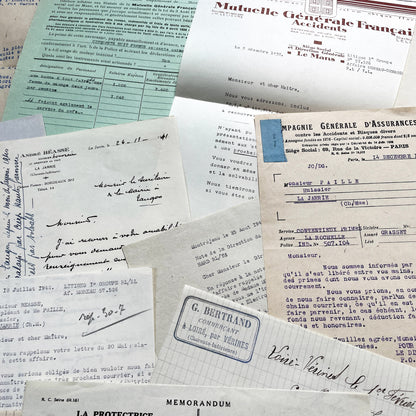 1940s - Vintage Ephemera Lot – French Letters, Invoices & Legal Documents from Notary Archive