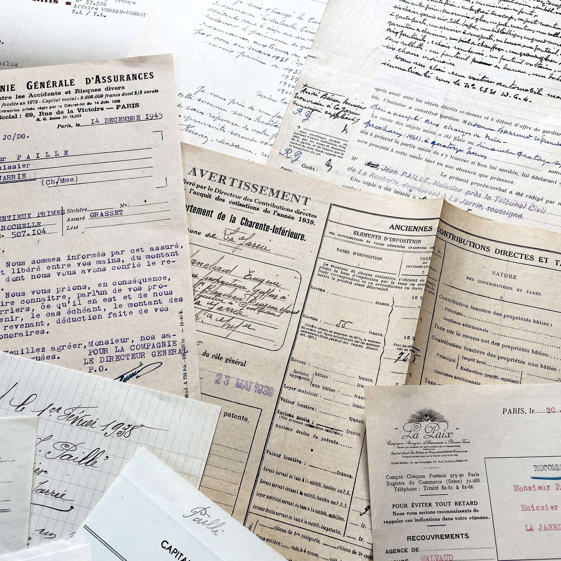 1940s - Vintage Ephemera Lot – French Letters, Invoices & Legal Documents from Notary Archive