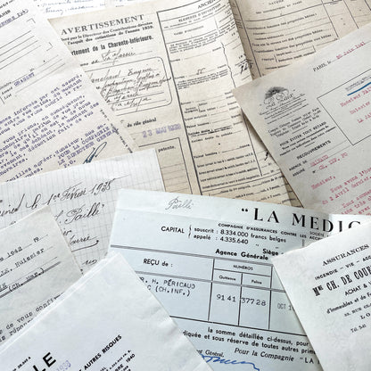 1940s - Vintage Ephemera Lot – French Letters, Invoices & Legal Documents from Notary Archive