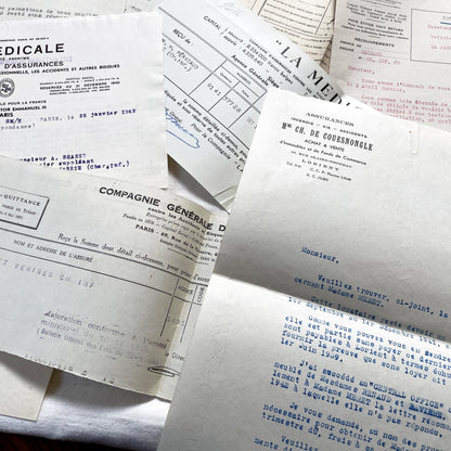 1940s - Vintage Ephemera Lot – French Letters, Invoices & Legal Documents from Notary Archive