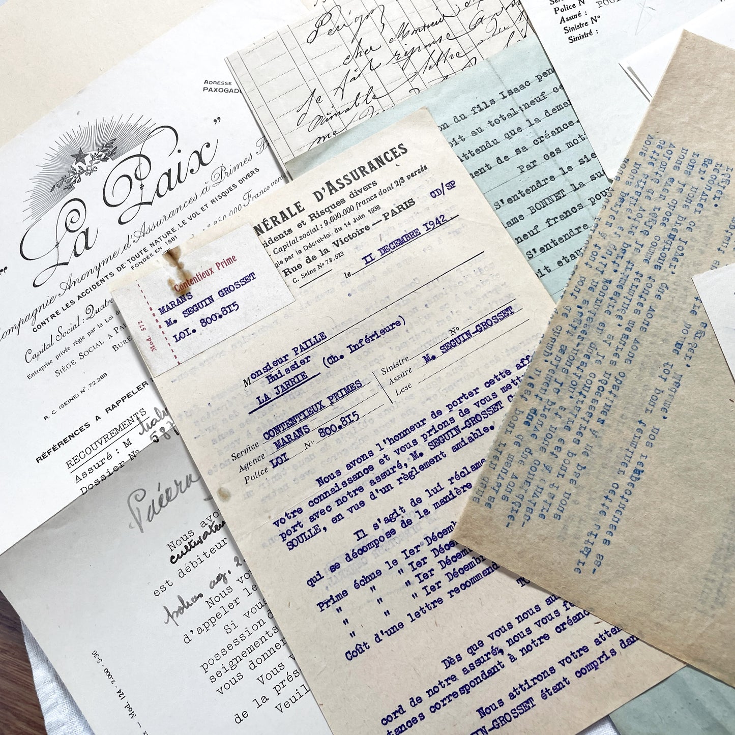 1940s - Vintage Ephemera Lot – French Letters, Invoices & Legal Documents from Notary Archive