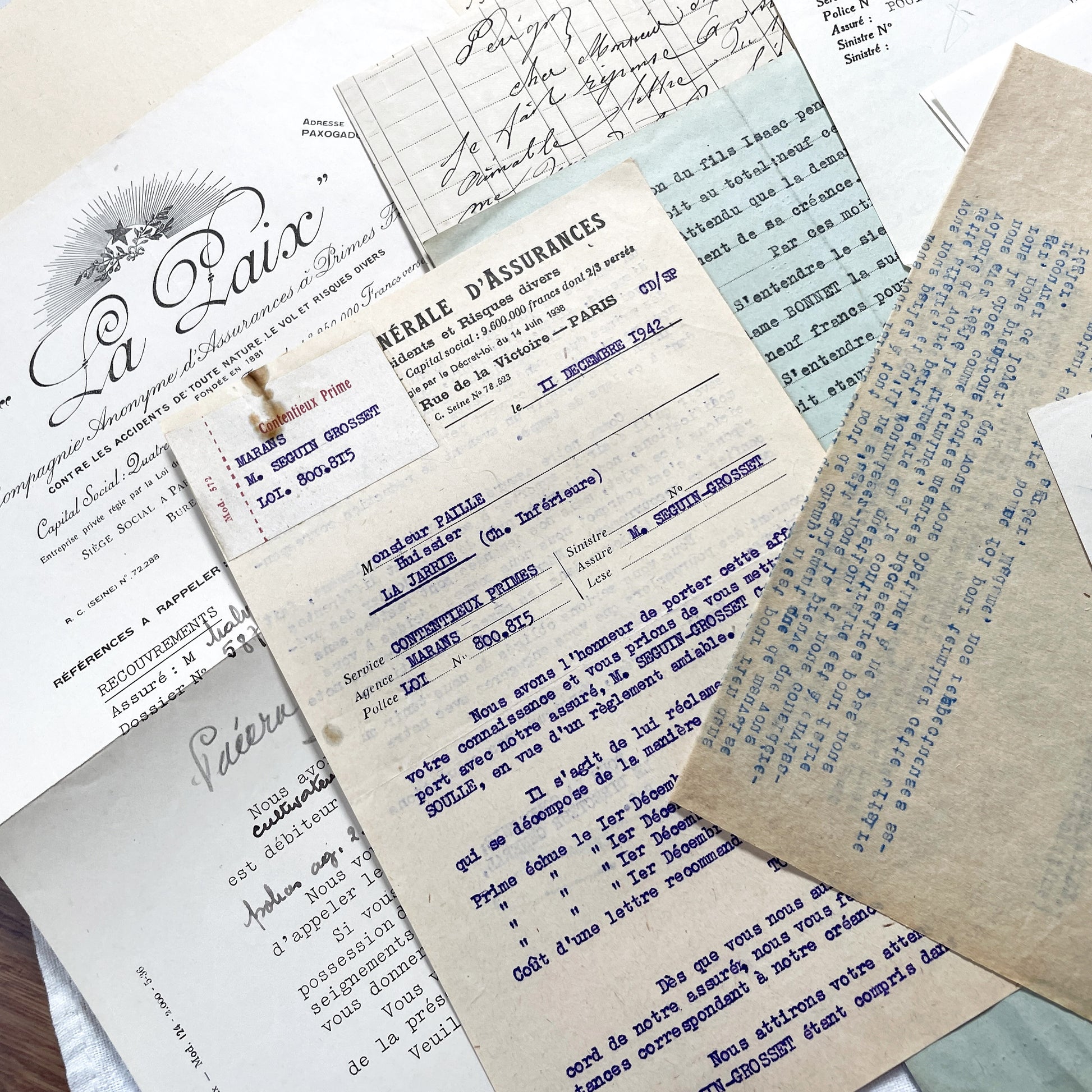 1940s - Vintage Ephemera Lot – French Letters, Invoices & Legal Documents from Notary Archive