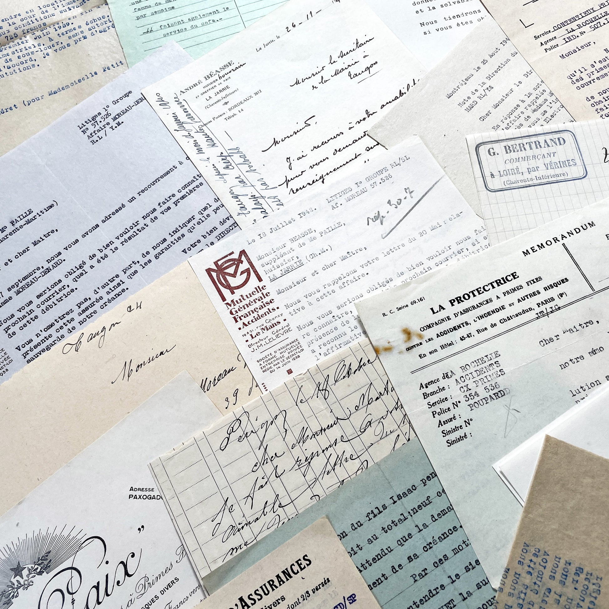 1940s - Vintage Ephemera Lot – French Letters, Invoices & Legal Documents from Notary Archive