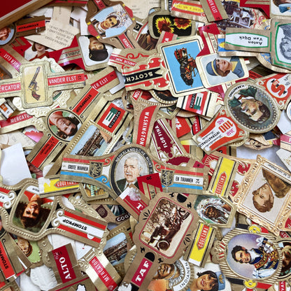 1960s - 50 Vintage Cigar Bands Collection - European And American Tobacco Rings - Over 50 Unique Designs - Collectible Paper Ephemera