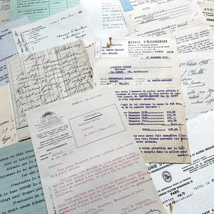 1940s - Vintage Ephemera Lot – French Letters, Invoices & Legal Documents from Notary Archive