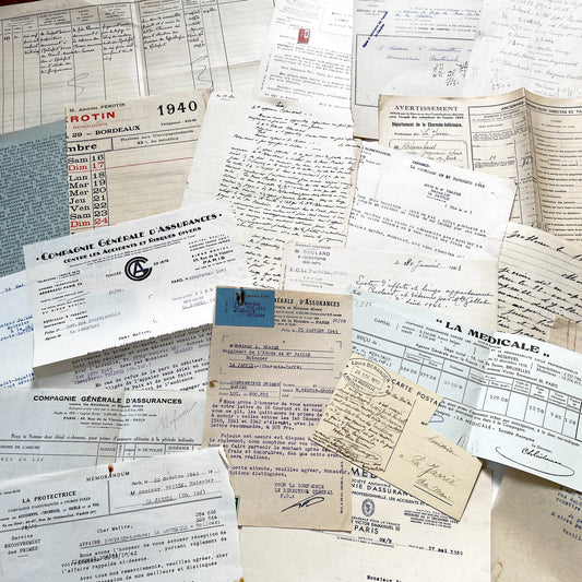 1940s - Vintage Ephemera Lot – French Letters, Invoices & Legal Documents from Notary Archive