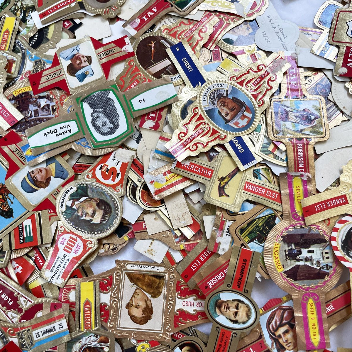 1960s - 50 Vintage Cigar Bands Collection - European And American Tobacco Rings - Over 50 Unique Designs - Collectible Paper Ephemera