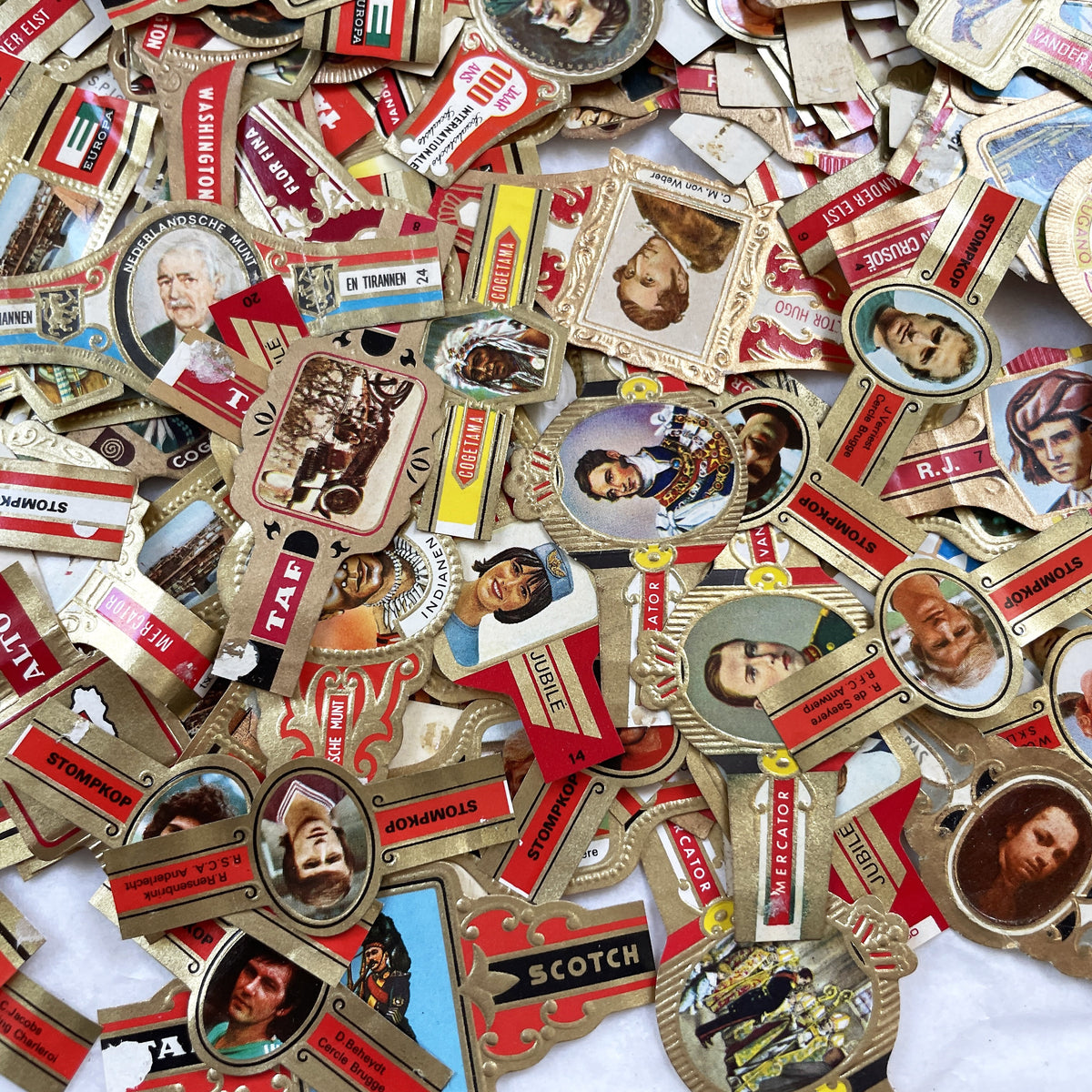 1960s - 50 Vintage Cigar Bands Collection - European And American Tobacco Rings - Over 50 Unique Designs - Collectible Paper Ephemera