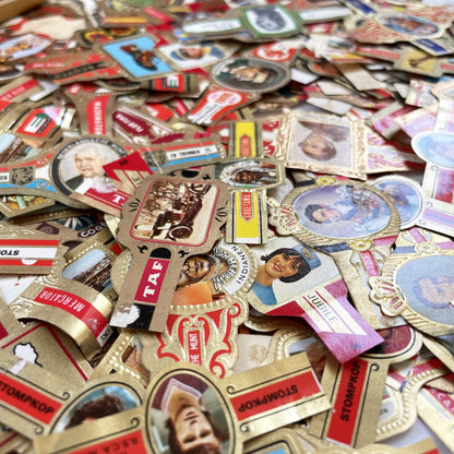 1960s - 50 Vintage Cigar Bands Collection - European And American Tobacco Rings - Over 50 Unique Designs - Collectible Paper Ephemera