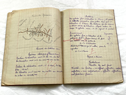 1920s - French School Notebook - Young Girl's Handwritten Exercises - Vintage Educational Ephemera - History