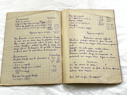 1920s - French School Notebook - Young Girl's Handwritten Exercises - Vintage Educational Ephemera - History