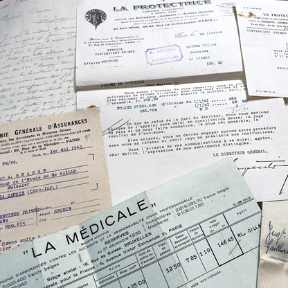 1940s - Vintage Ephemera Lot – French Letters, Invoices & Legal Documents from Notary Archive