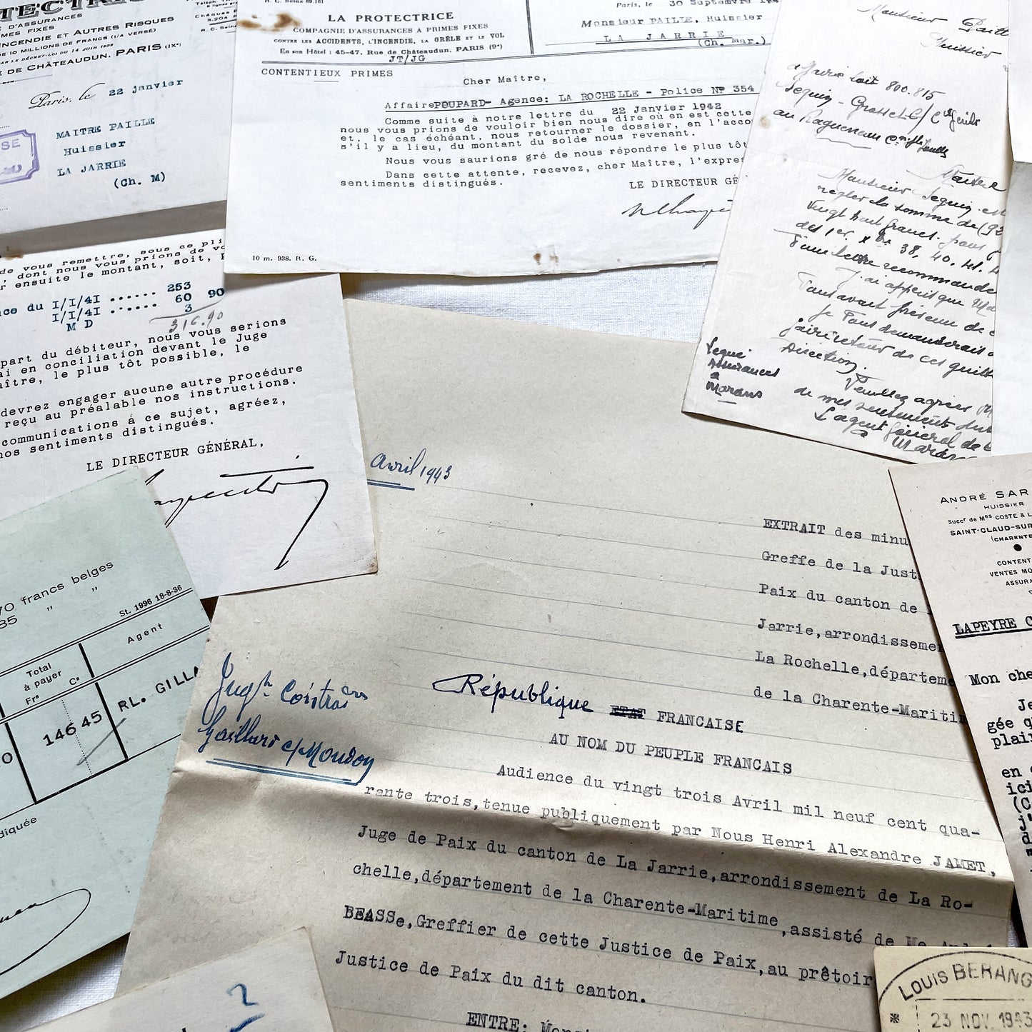 1940s - Vintage Ephemera Lot – French Letters, Invoices & Legal Documents from Notary Archive