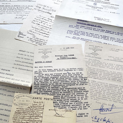 1940s - Vintage Ephemera Lot – French Letters, Invoices & Legal Documents from Notary Archive