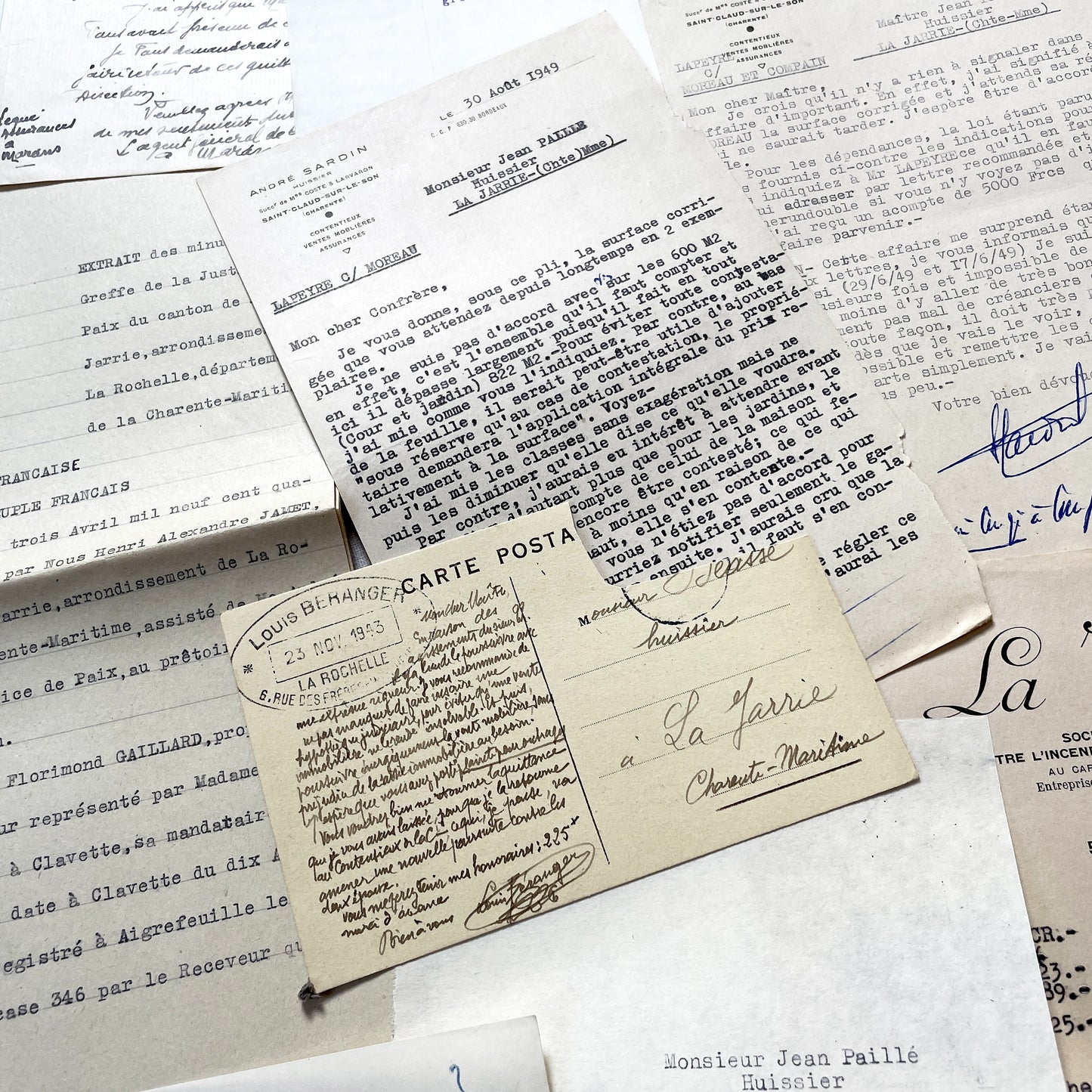 1940s - Vintage Ephemera Lot – French Letters, Invoices & Legal Documents from Notary Archive