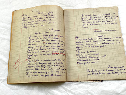 1920s - French Schoolgirl's Composition Notebook - Vintage French School Ephemera - Original Handwriting