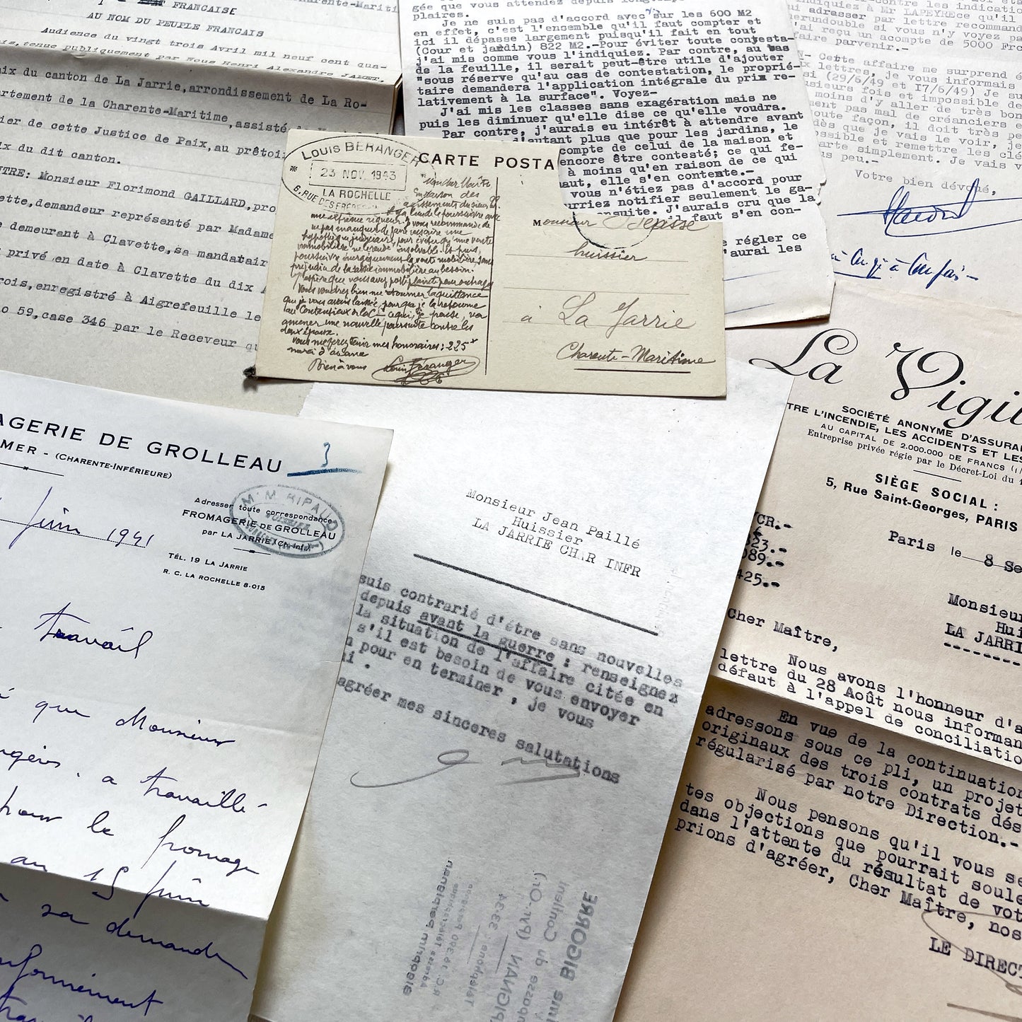 1940s - Vintage Ephemera Lot – French Letters, Invoices & Legal Documents from Notary Archive