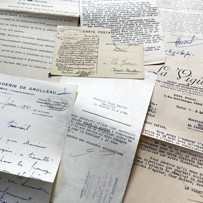 1940s - Vintage Ephemera Lot – French Letters, Invoices & Legal Documents from Notary Archive