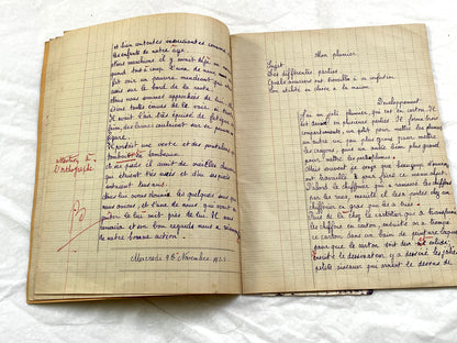 1920s - French Schoolgirl's Composition Notebook - Vintage French School Ephemera - Original Handwriting