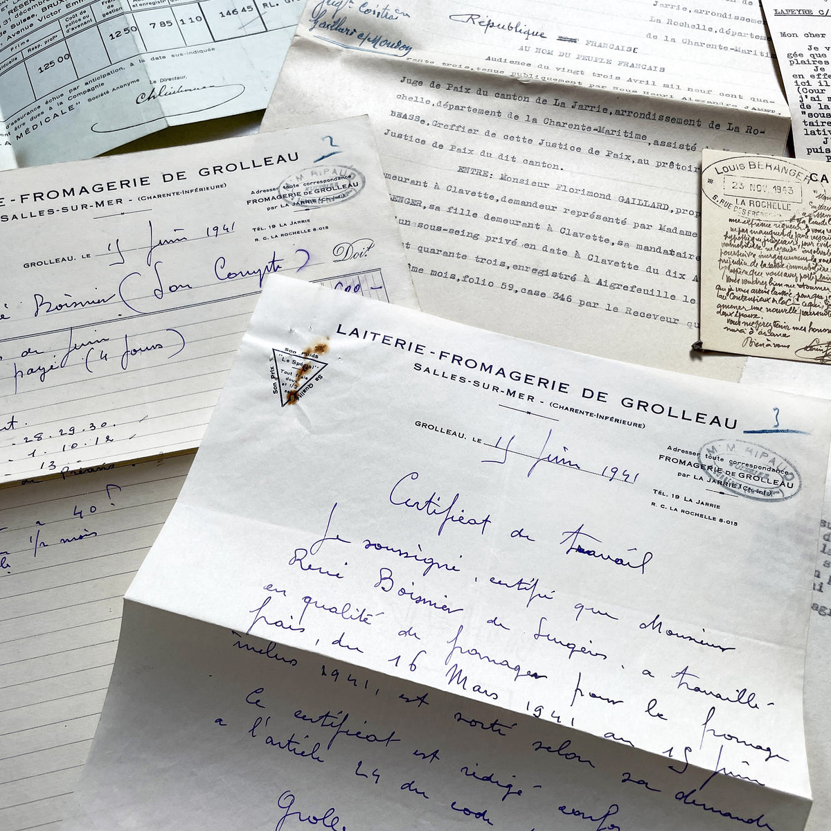 1940s - Vintage Ephemera Lot – French Letters, Invoices & Legal Documents from Notary Archive