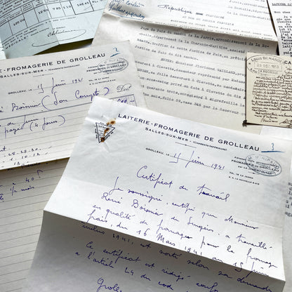 1940s - Vintage Ephemera Lot – French Letters, Invoices & Legal Documents from Notary Archive