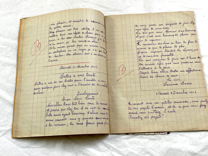 1920s - French Schoolgirl's Composition Notebook - Vintage French School Ephemera - Original Handwriting
