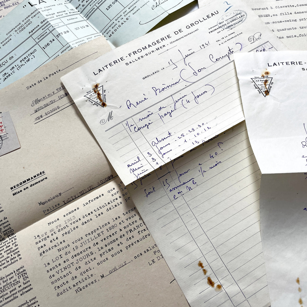 1940s - Vintage Ephemera Lot – French Letters, Invoices & Legal Documents from Notary Archive
