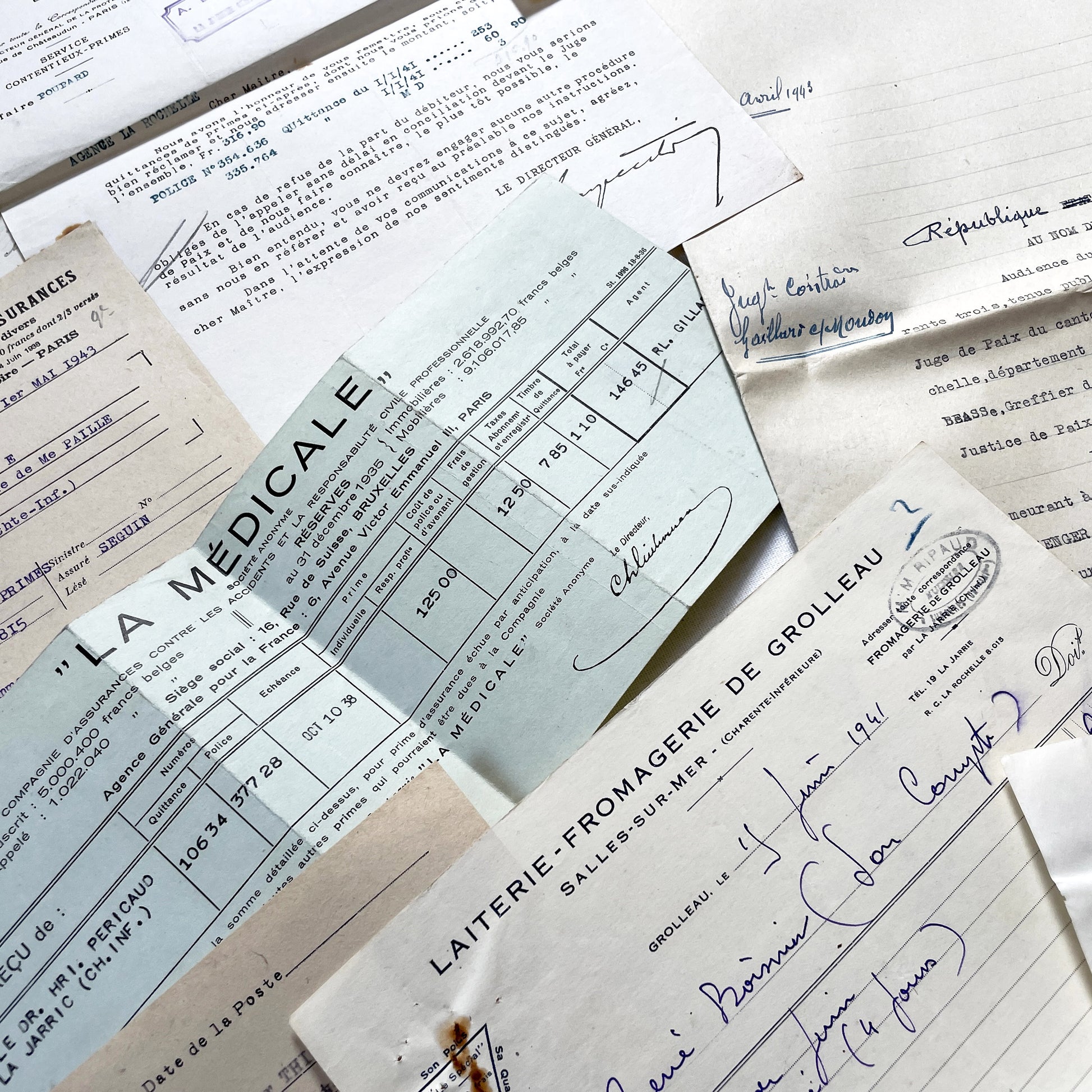 1940s - Vintage Ephemera Lot – French Letters, Invoices & Legal Documents from Notary Archive