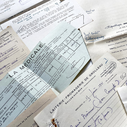 1940s - Vintage Ephemera Lot – French Letters, Invoices & Legal Documents from Notary Archive