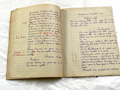 1920s - French Schoolgirl's Composition Notebook - Vintage French School Ephemera - Original Handwriting