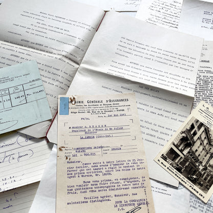 1940s - Vintage Ephemera Lot – French Letters, Invoices & Legal Documents from Notary Archive