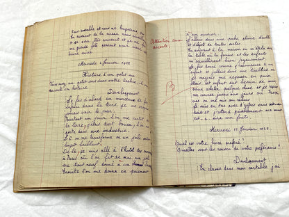 1920s - French Schoolgirl's Composition Notebook - Vintage French School Ephemera - Original Handwriting