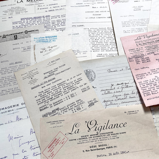 1940s - Vintage Ephemera Lot – French Letters, Invoices & Legal Documents from Notary Archive