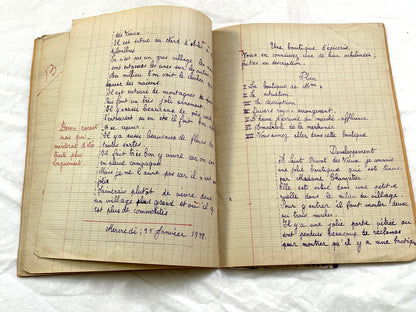 1920s - French Schoolgirl's Composition Notebook - Vintage French School Ephemera - Original Handwriting