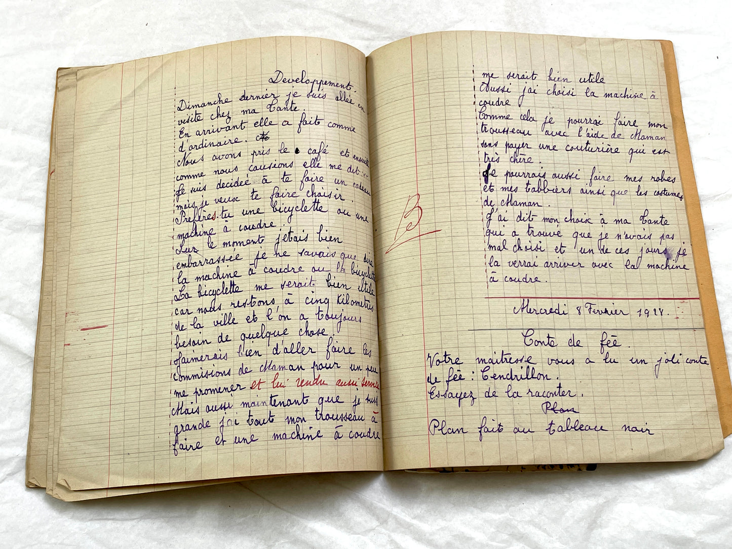 1920s - French Schoolgirl's Composition Notebook - Vintage French School Ephemera - Original Handwriting