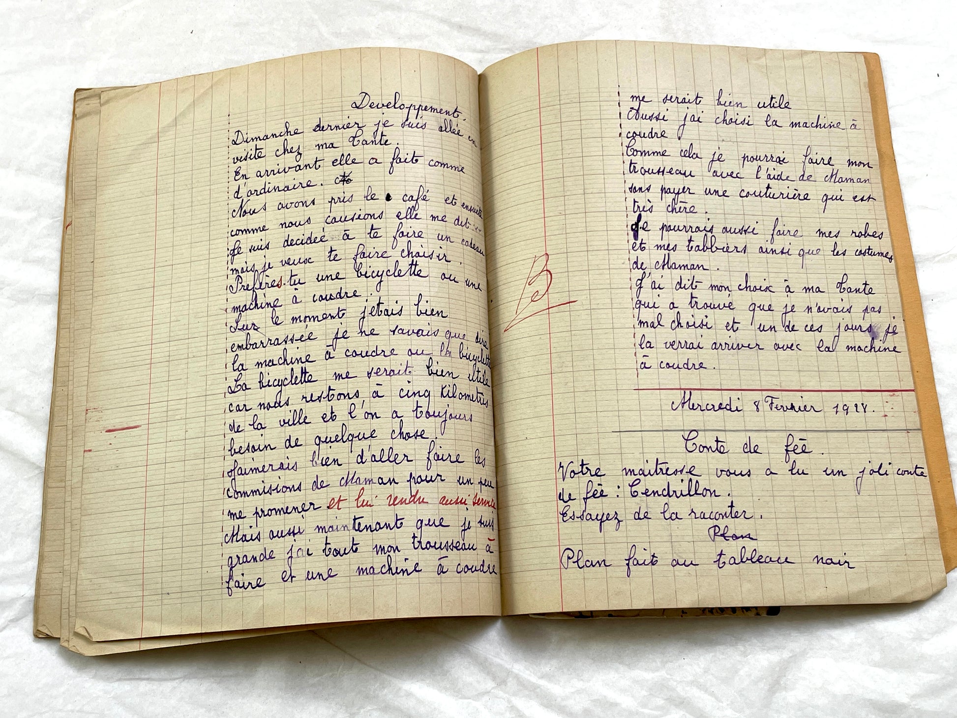 1920s - French Schoolgirl's Composition Notebook - Vintage French School Ephemera - Original Handwriting