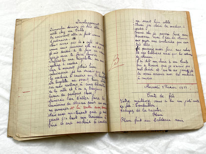 1920s - French Schoolgirl's Composition Notebook - Vintage French School Ephemera - Original Handwriting