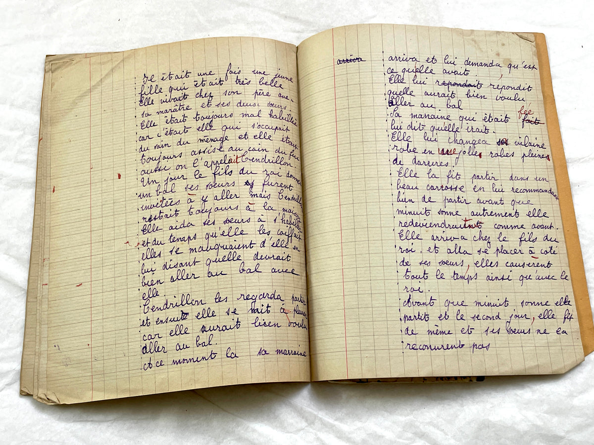 1920s - French Schoolgirl's Composition Notebook - Vintage French School Ephemera - Original Handwriting