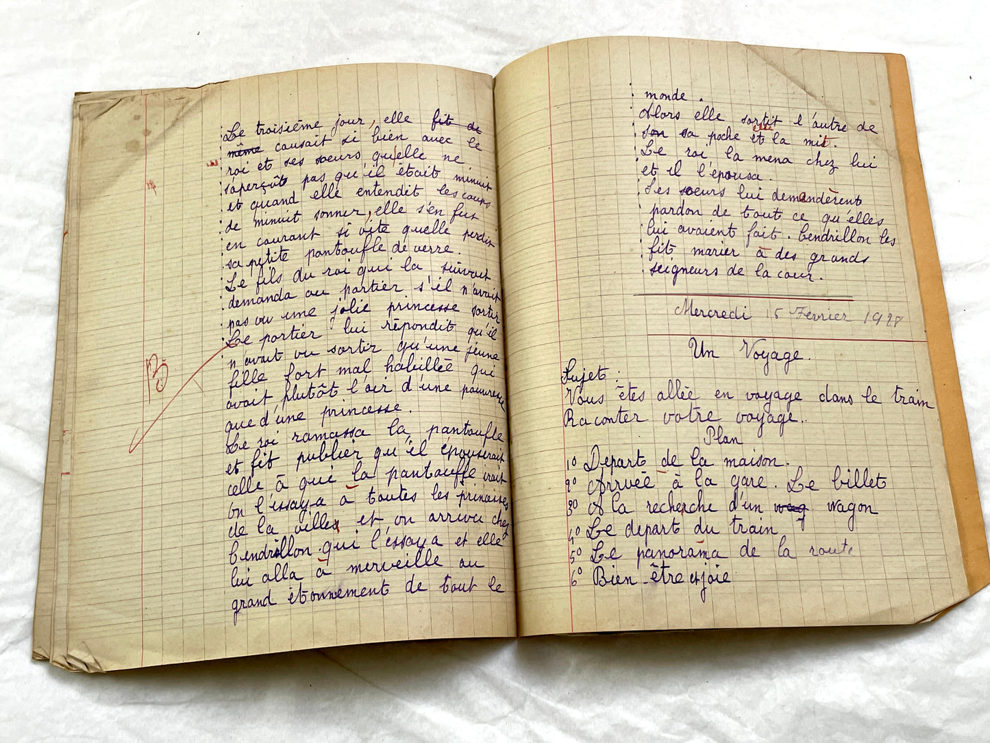 1920s - French Schoolgirl's Composition Notebook - Vintage French School Ephemera - Original Handwriting