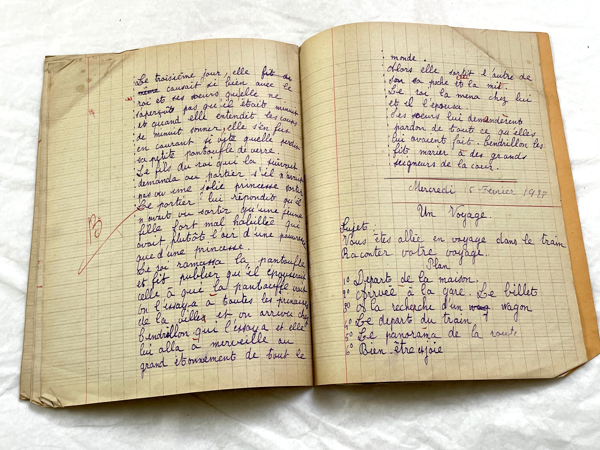 1920s - French Schoolgirl's Composition Notebook - Vintage French School Ephemera - Original Handwriting