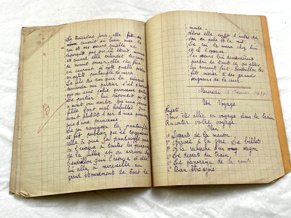 1920s - French Schoolgirl's Composition Notebook - Vintage French School Ephemera - Original Handwriting