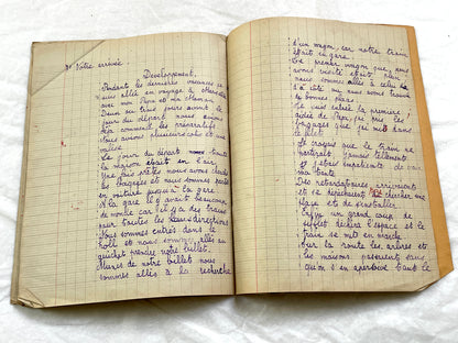 1920s - French Schoolgirl's Composition Notebook - Vintage French School Ephemera - Original Handwriting