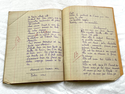 1920s - French Schoolgirl's Composition Notebook - Vintage French School Ephemera - Original Handwriting