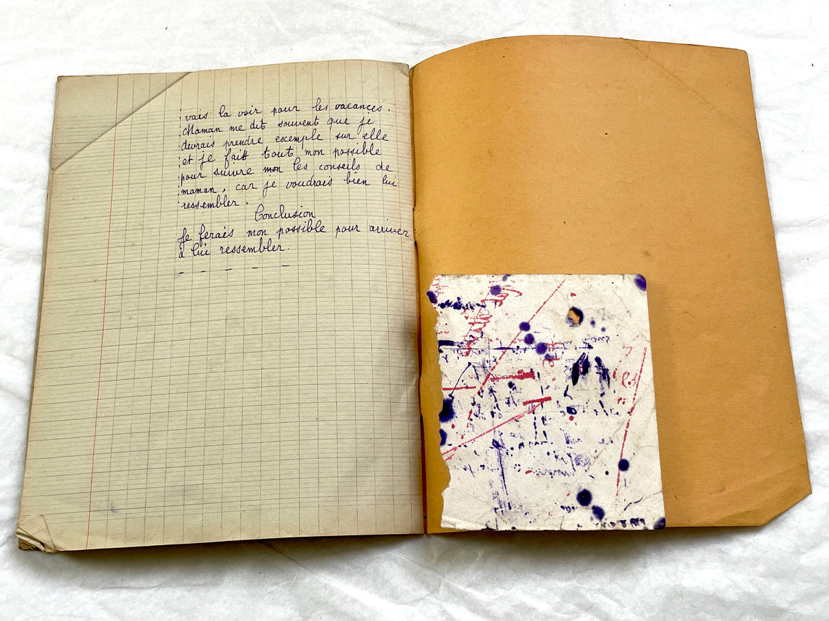 1920s - French Schoolgirl's Composition Notebook - Vintage French School Ephemera - Original Handwriting