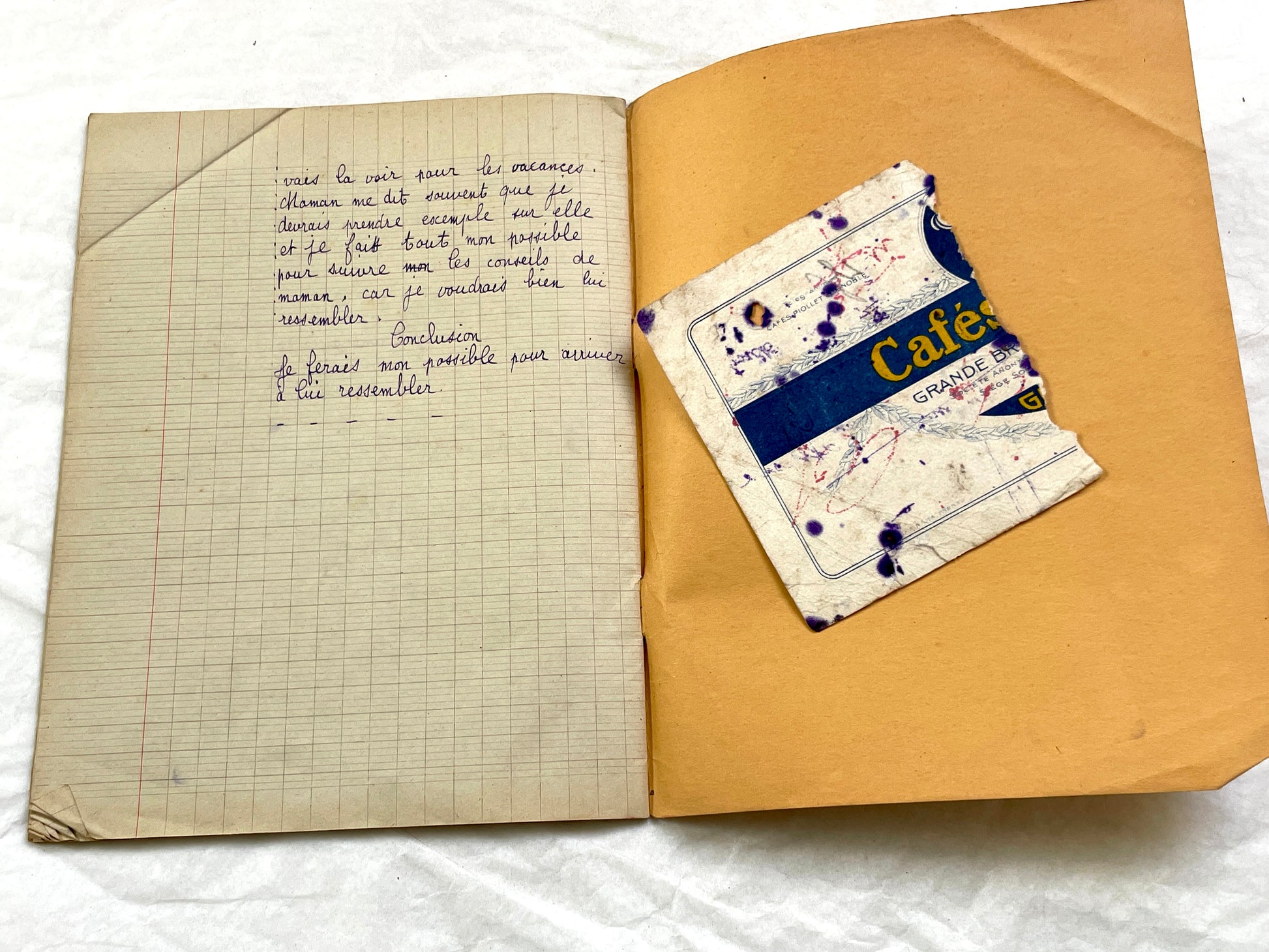 1920s - French Schoolgirl's Composition Notebook - Vintage French School Ephemera - Original Handwriting