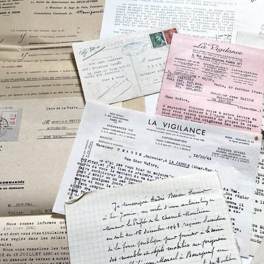 1940s - Vintage Ephemera Lot – French Letters, Invoices & Legal Documents from Notary Archive